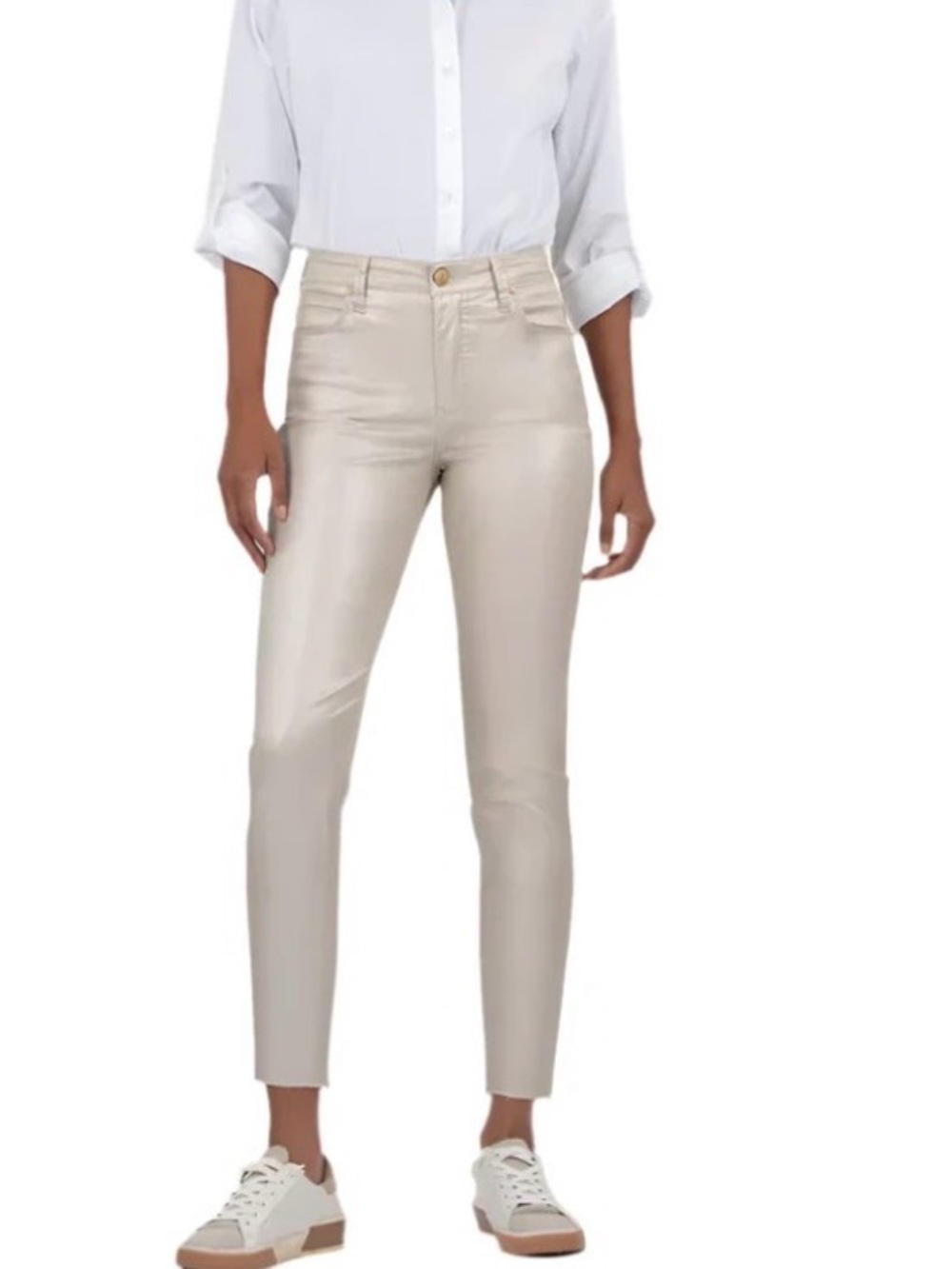 Kut from the Kloth Charlize Coated High Rise Cigarette Leg Jeans Size 4